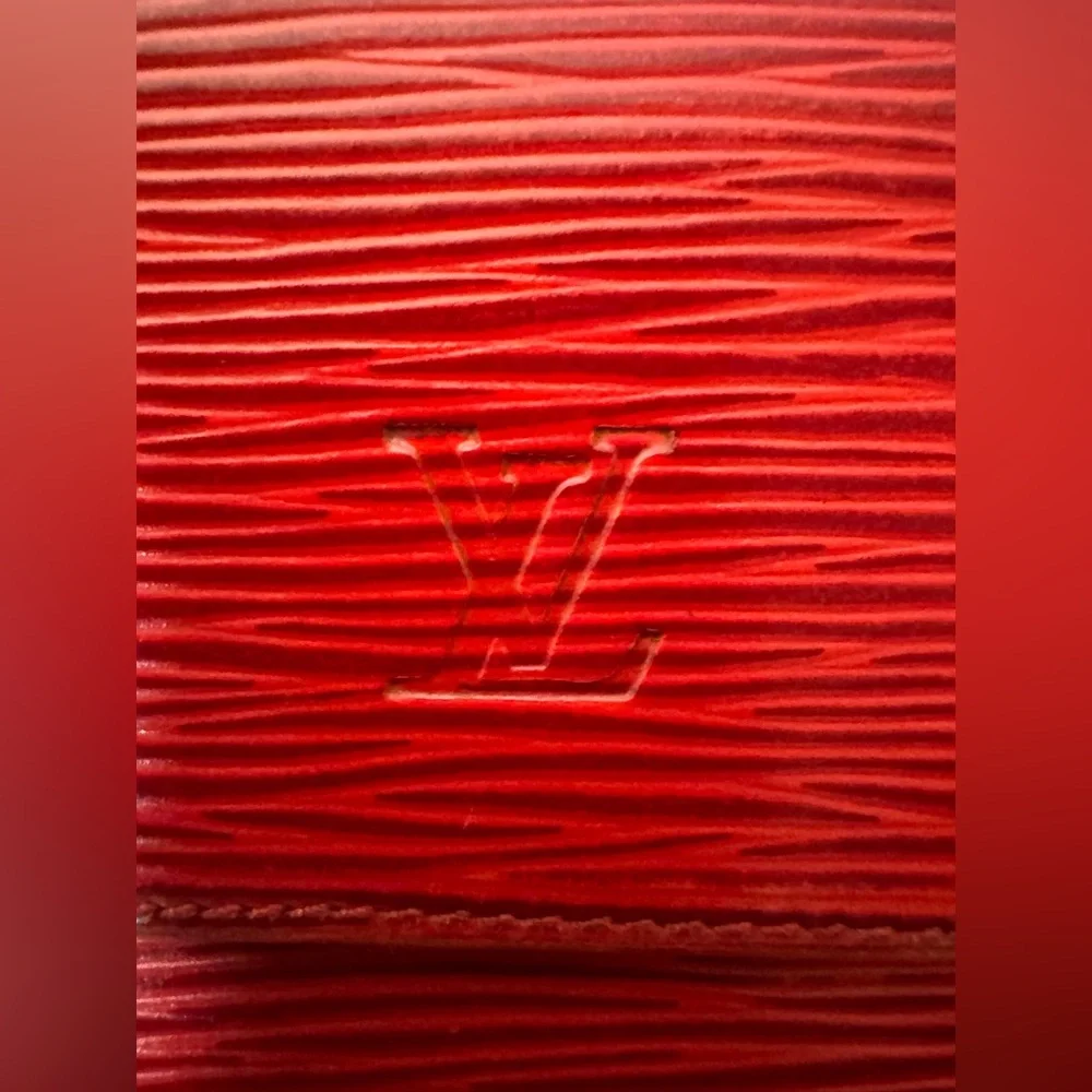 LV Louis Vuitton Red EPI Long Wallet w/ Unbranded Chain for Crossbody w/COA
